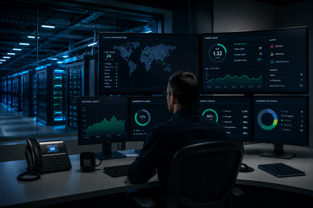 Monitoreo operativo y dashboards en colocation data center empresarial
