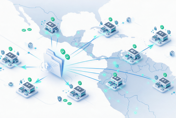 Portal digital de onboarding de carriers con documentación fiscal y legal reutilizable en múltiples sitios de un data center